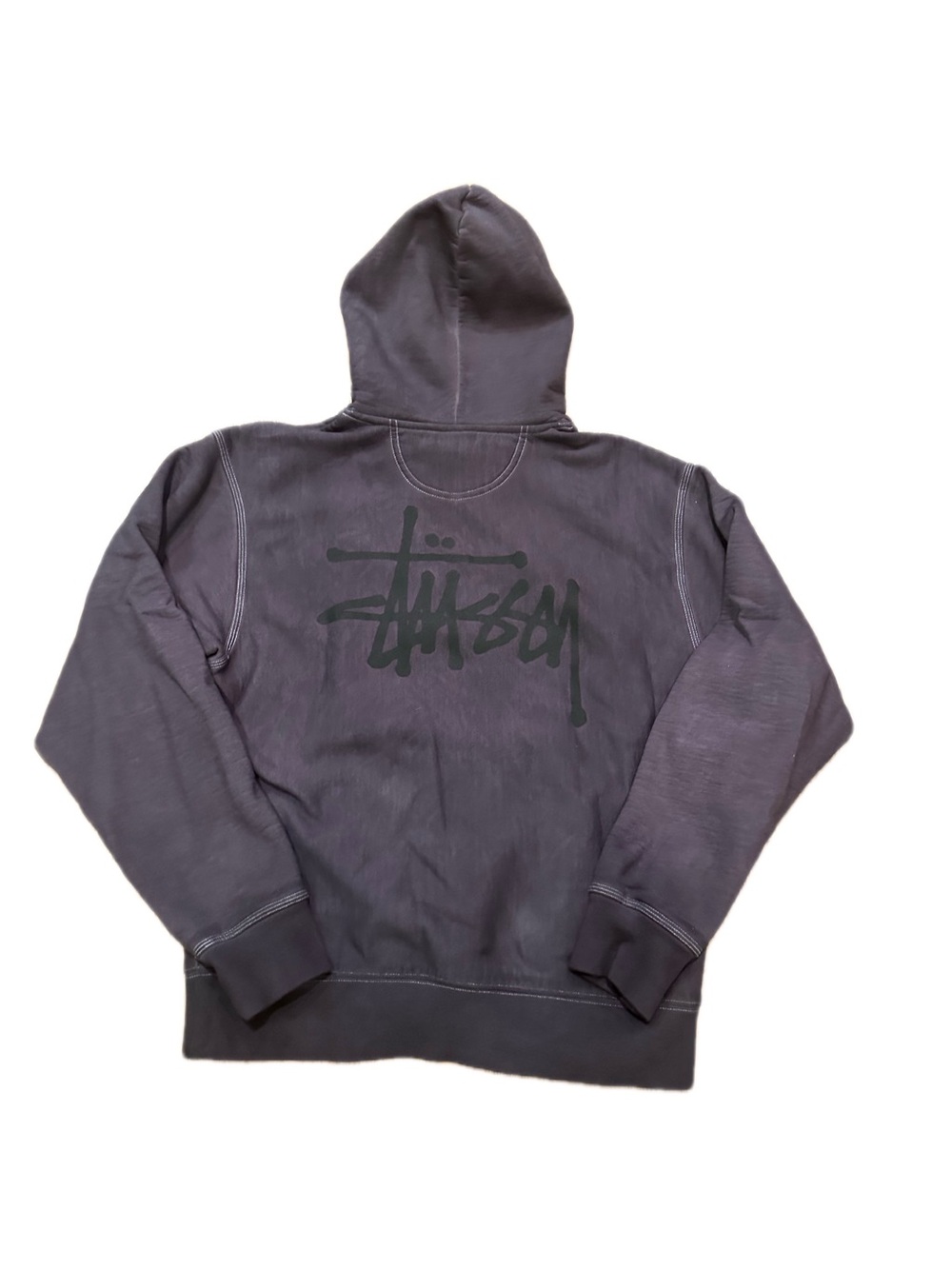 Stussy Men's Hooded Sweatshirt in Charcoal with Black Logo